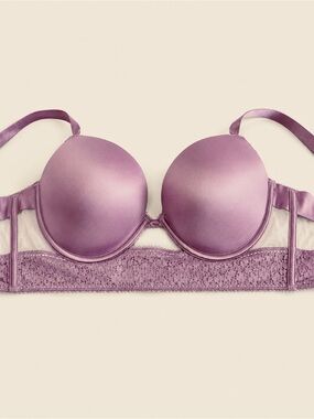 Victoria's Secret Lavender Satin Push-Up Bra with Lace Band